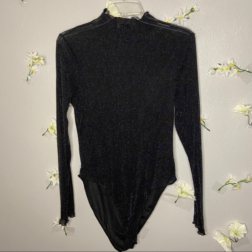 Rainbow Glitter Mesh Body Suit